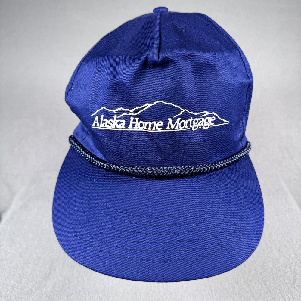 Vintage Alaska Home Mortgage Bank Hat Cap Snap Back Blue Rope Mens Express Line